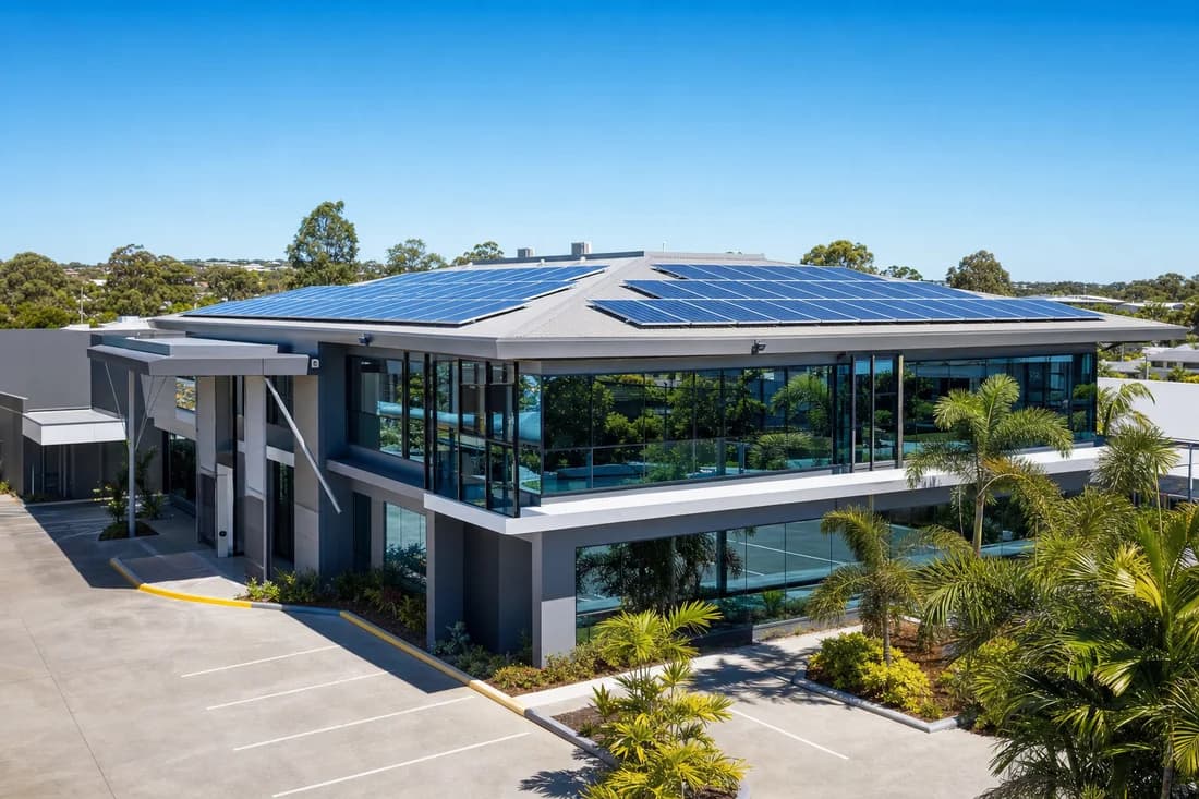70 kW commercial solar system installed for 70 kW on a concrete high-rise at Southport, Gold Coast